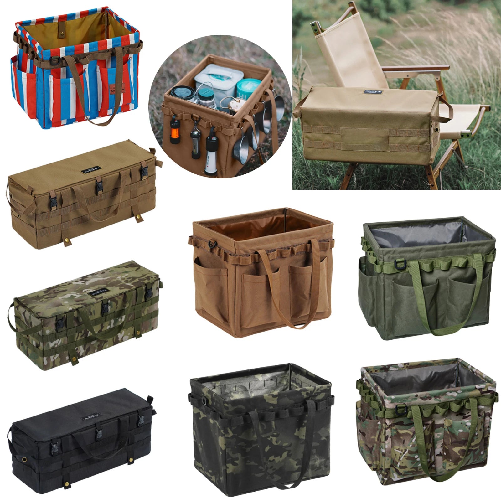 Camping Table Side Storage Bag Molle Waterproof Multifunctional Folding - My Store